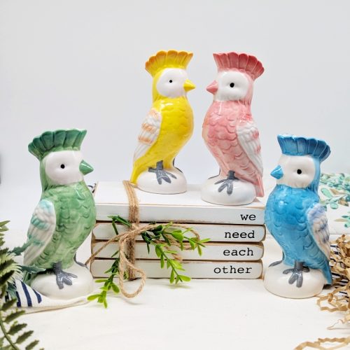 Blue Parrot Bird Ceramic Vase