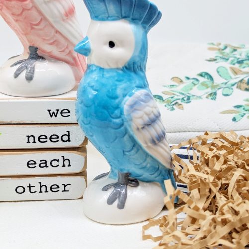 Blue Parrot Bird Ceramic Vase