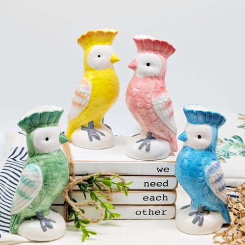 Blue Parrot Bird Ceramic Vase