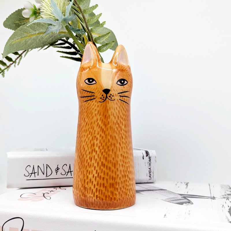 Brown Cat Ceramic Bud Vase Brown Cat Ceramic Bud Vase