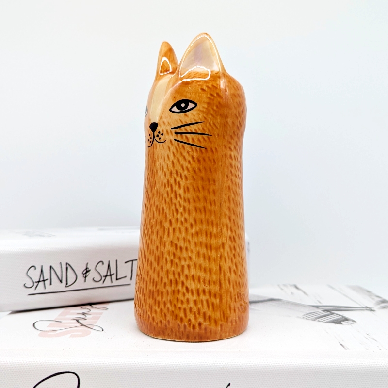 Brown Cat Ceramic Bud Vase_h