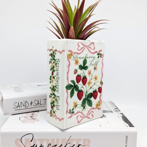 Bunch of Strawberries Ceramic Book Vase