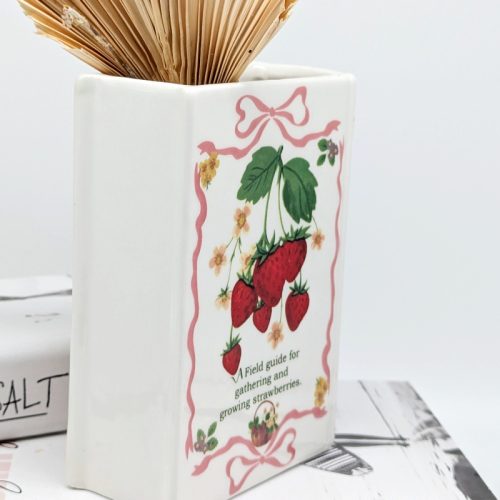 Bunch of Strawberries Ceramic Book Vase
