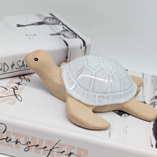 Coastal White Turtle Ceramic Figurine
