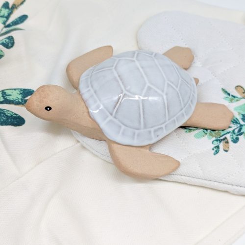 Coastal White Turtle Ceramic Figurine