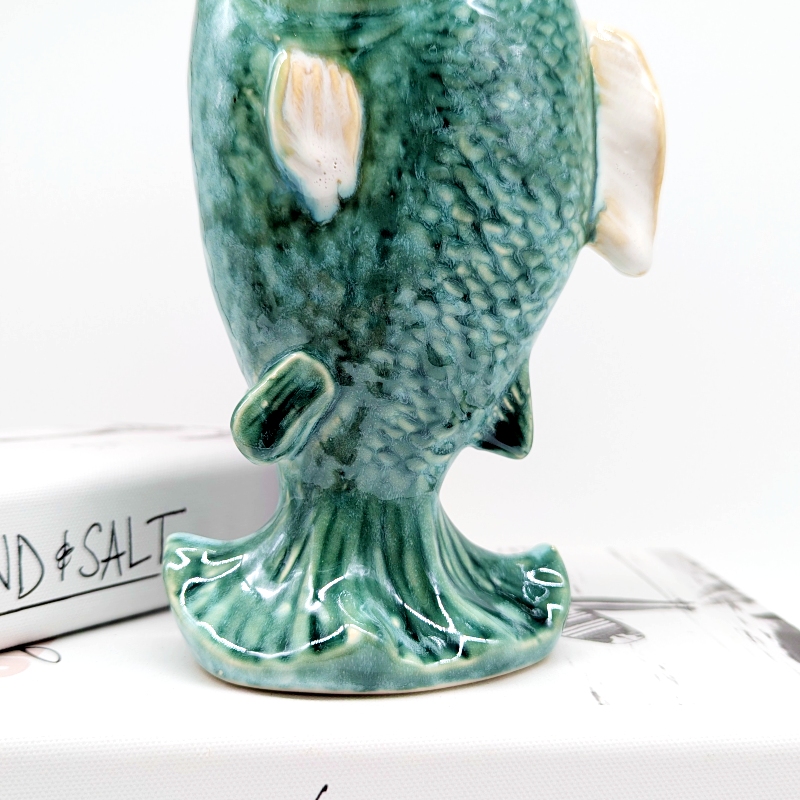 Coral Green Fish Ceramic Bud Vase_A
