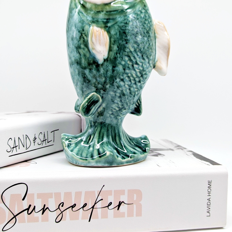Coral Green Fish Ceramic Bud Vase_b