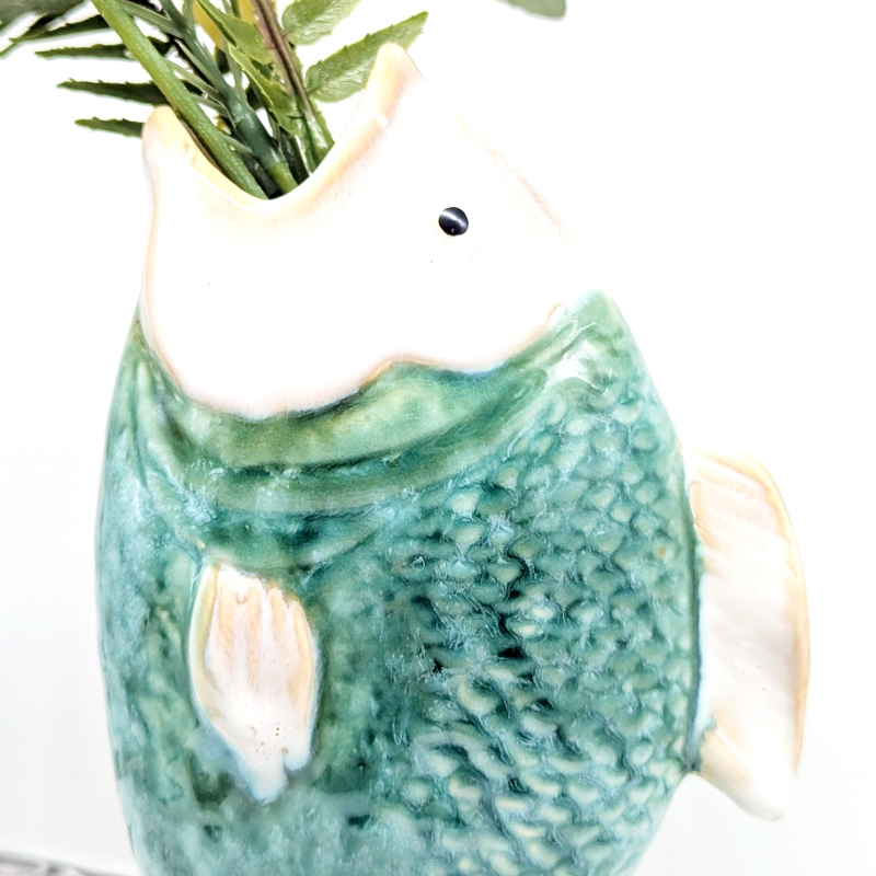 Coral Green Fish Ceramic Bud Vase_d