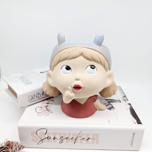 Curious Girl Ceramic Planter Pot