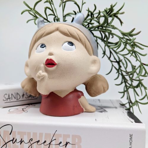 Curious Girl Ceramic Planter Pot