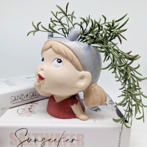 Curious Girl Ceramic Planter Pot