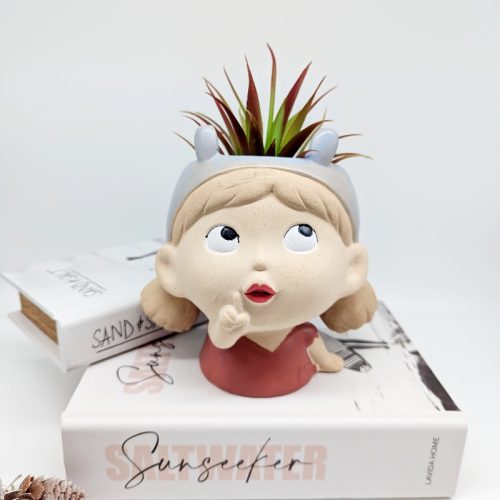 Curious Girl Ceramic Planter Pot