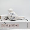 Floral White Ceramic Bird