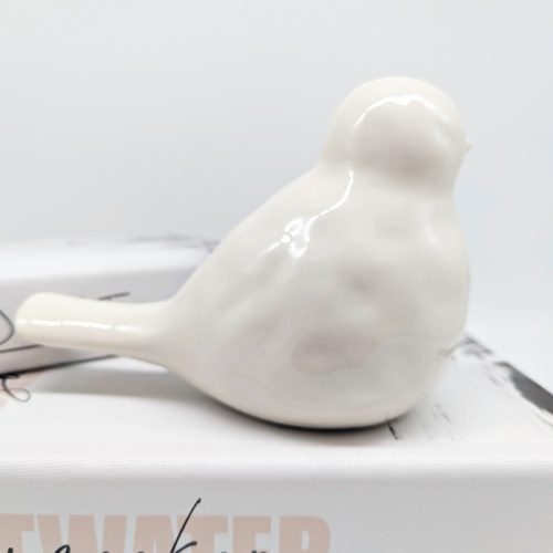 Floral White Ceramic Bird