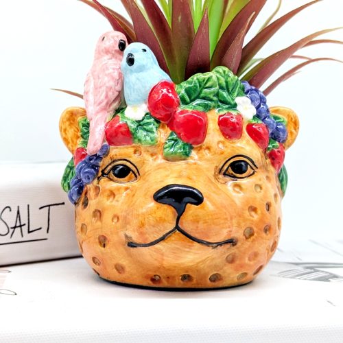 Friendly Cheetah Ceramic Planter Pot
