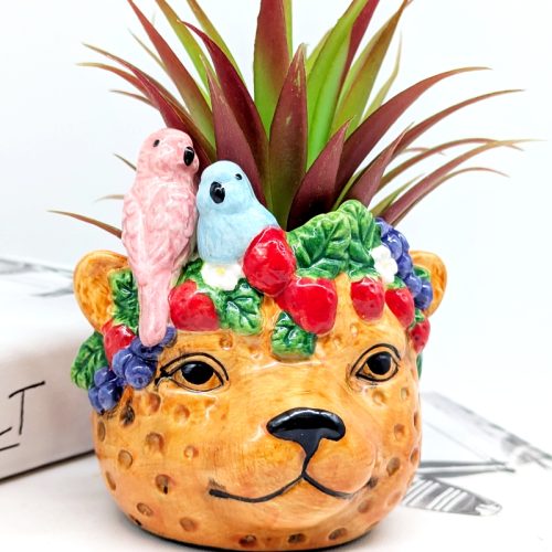 Friendly Cheetah Ceramic Planter Pot