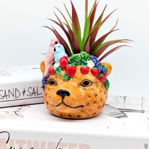 Friendly Cheetah Ceramic Planter Pot