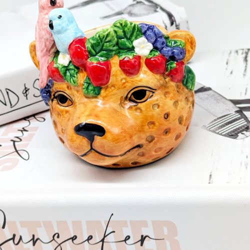 Friendly Cheetah Ceramic Planter Pot