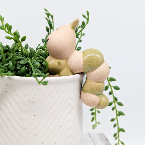 Green Caterpillar Pot Hanger Sitter