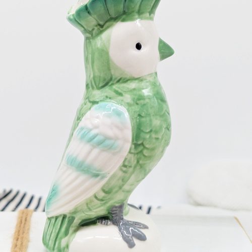Green Parrot Bird Ceramic Vase