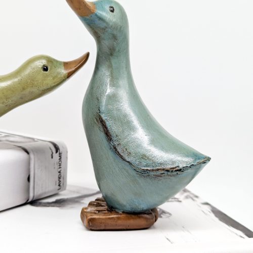 Green Wooden Duck Duo Ornament