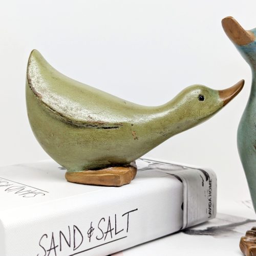 Green Wooden Duck Duo Ornament