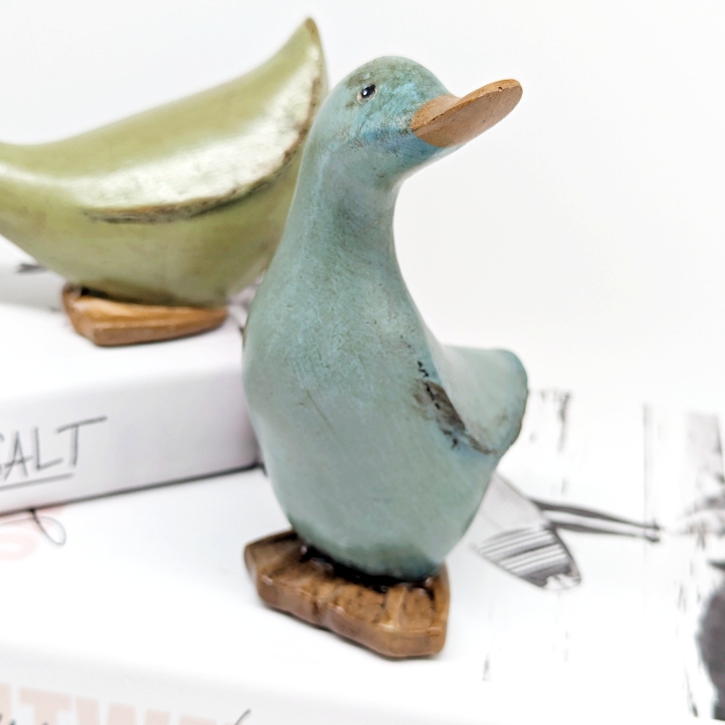 Green Wooden Duck Duo Ornament_g
