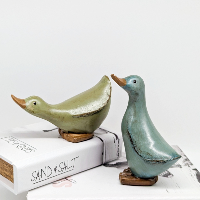 Green Wooden Duck Duo Ornament_i Green Wooden Duck Duo Ornament