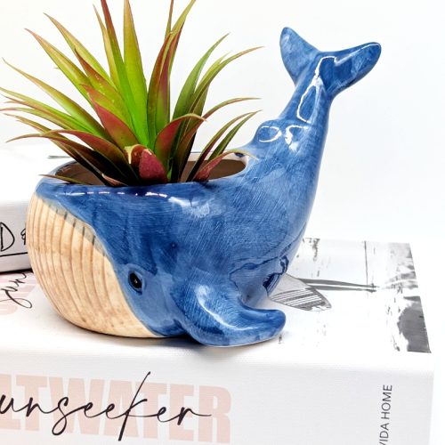 Happy Blue Whale Ceramic Planter Pot
