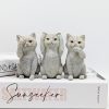 No Evil See Hear Speak Grey Cat Figurine Set