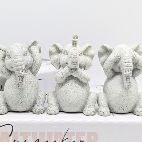 No Evil See Hear Speak Grey Elephant Figurines Set