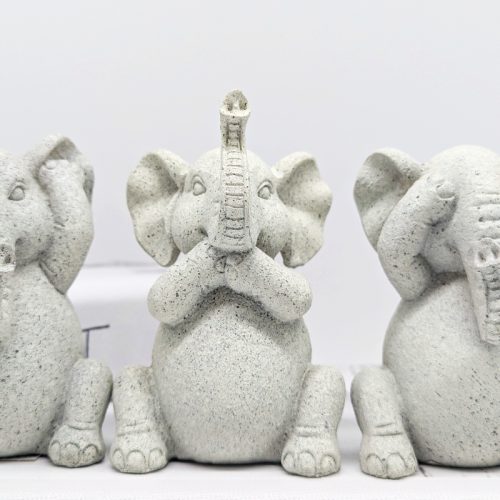 No Evil See Hear Speak Grey Elephant Figurines Set