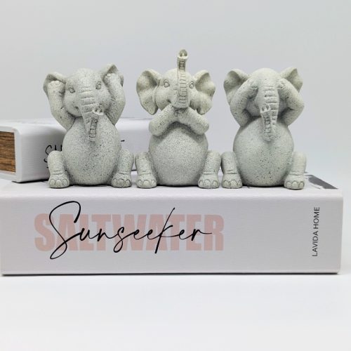 No Evil See Hear Speak Grey Elephant Figurines Set