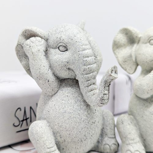 No Evil See Hear Speak Grey Elephant Figurines Set