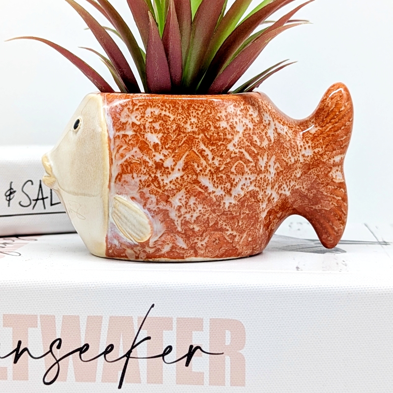 Orange Coral Fish Planter Pot_C