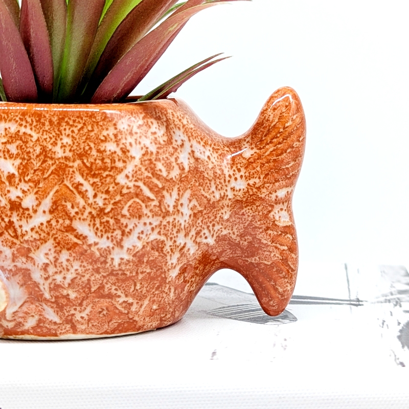 Orange Coral Fish Planter Pot_b