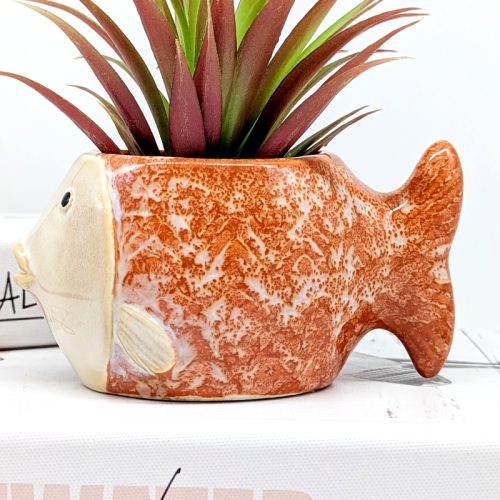 Orange Coral Fish Planter Pot
