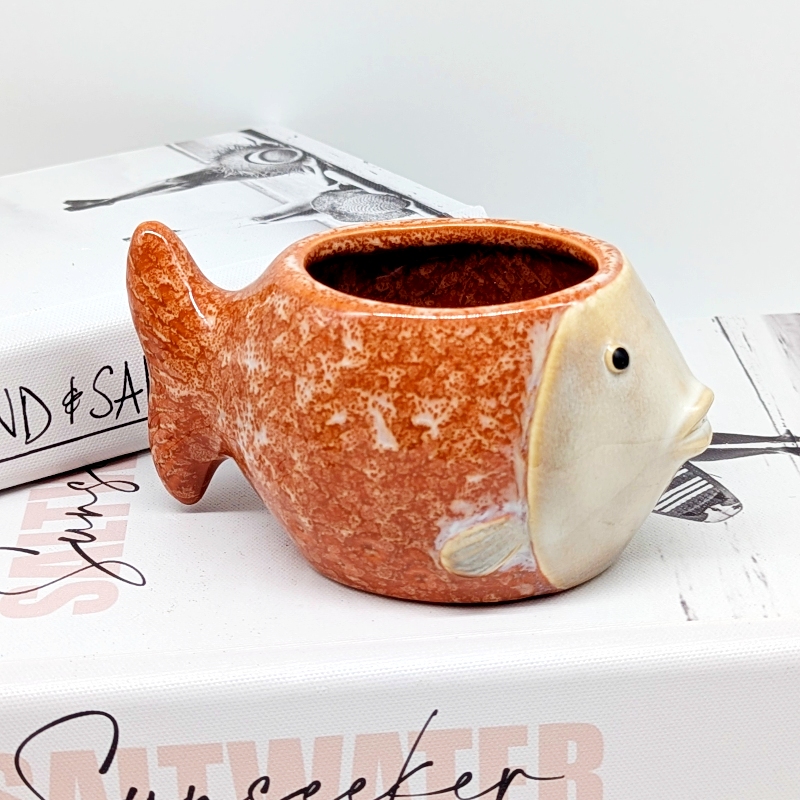 Orange Coral Fish Planter Pot_j