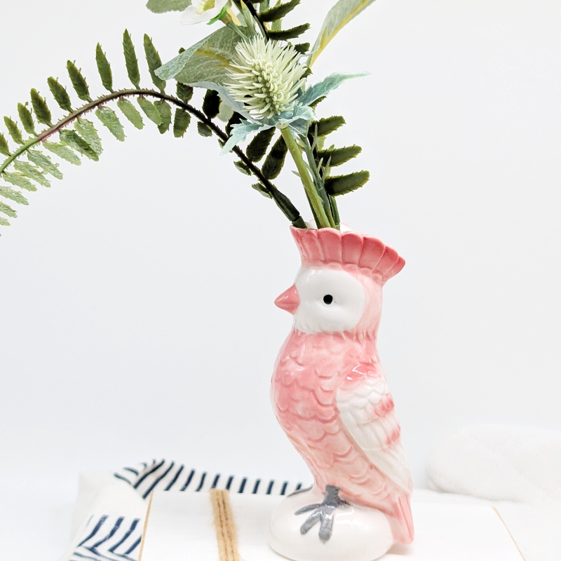 Pink Parrot Bird Ceramic Vase Pink Parrot Bird Ceramic Vase