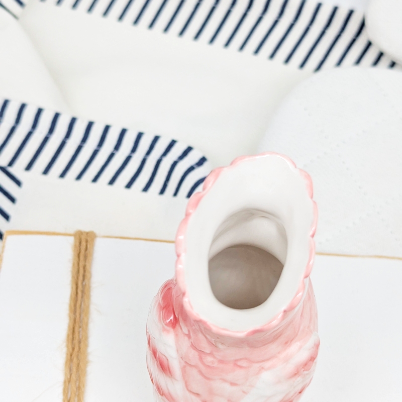 Pink Parrot Bird Ceramic Vase_E