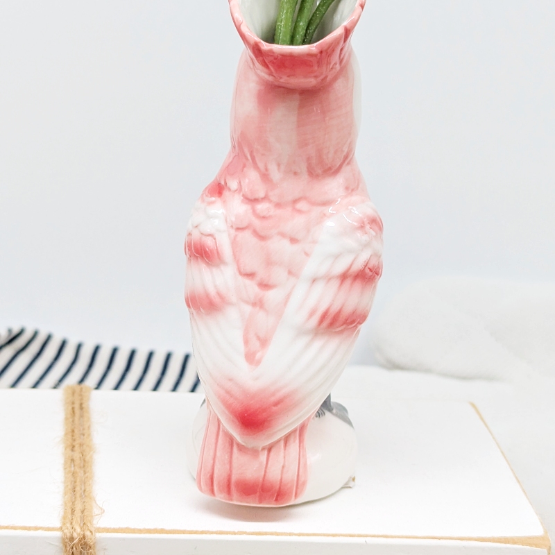 Pink Parrot Bird Ceramic Vase_d Pink Parrot Bird Ceramic Vase