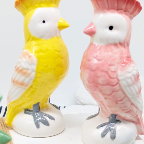 Pink Parrot Bird Ceramic Vase