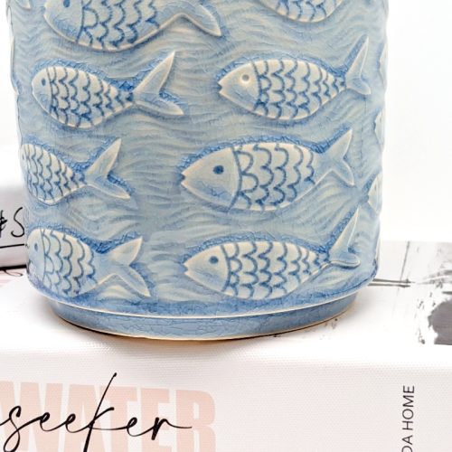 School of Fish Blue Ceramic Planter Pot