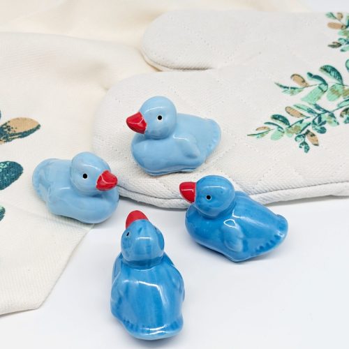 Set of 4 Ceramic Floating Blue Duck Ornament