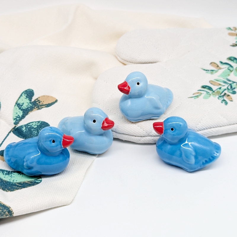 Set of 4 Ceramic Floating Blue Duck Ornament