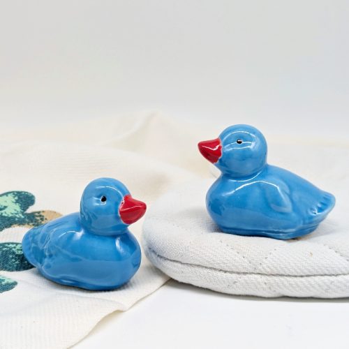 Set of 4 Ceramic Floating Blue Duck Ornament