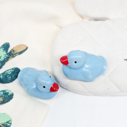 Set of 4 Ceramic Floating Blue Duck Ornament