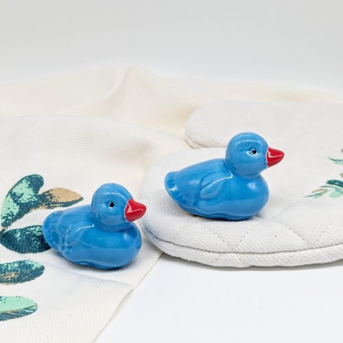 Set of 4 Ceramic Floating Blue Duck Ornament