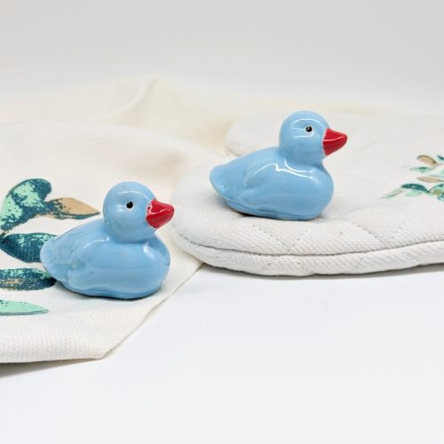 Set of 4 Ceramic Floating Blue Duck Ornament
