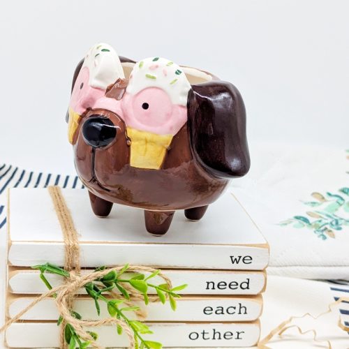 Sprinkle Eyes Brown Dog Planter Pot